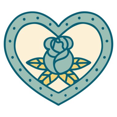 Bir kalp ve çiçeğin ikonik dövme görüntüsü