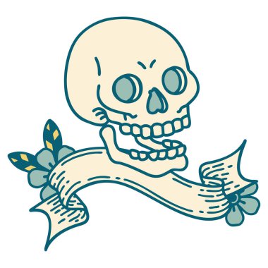 Kafatası dövmeli geleneksel dövme