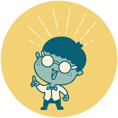 Dahiyane fikri olan dövme stili bir adamın ikonu