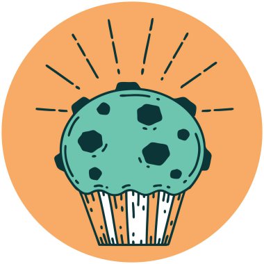 Dövme stili çikolatalı kekin simgesi.