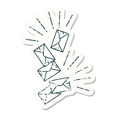 Dövme stili eski bir etiket düşmüş mektuplar.