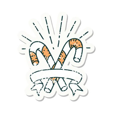 Dövme stili baston şekerlerin eski çıkartmaları.