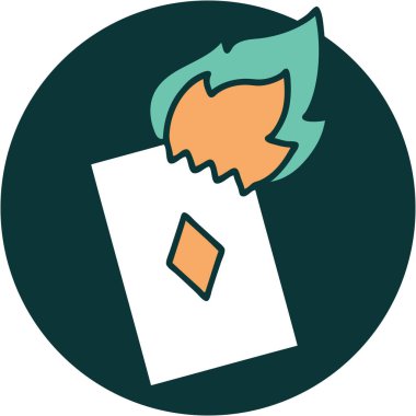 Yanan bir kartın ikonik dövme tarzı görüntüsü