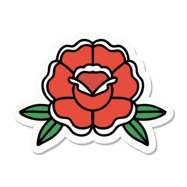 Geleneksel bir çiçek stiliyle dövme çıkartması