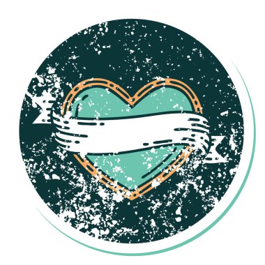 ikonik sıkıntılı çıkartma dövme stili bir kalp ve bayrak