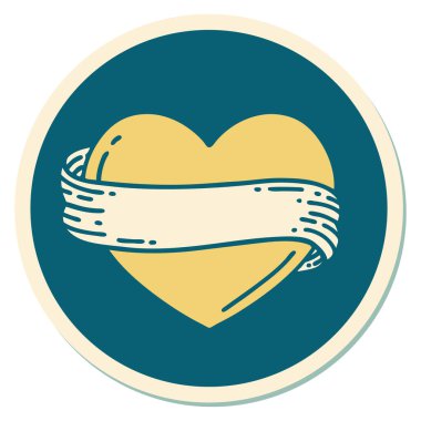 Geleneksel kalp ve bayrak stiliyle dövme çıkartması