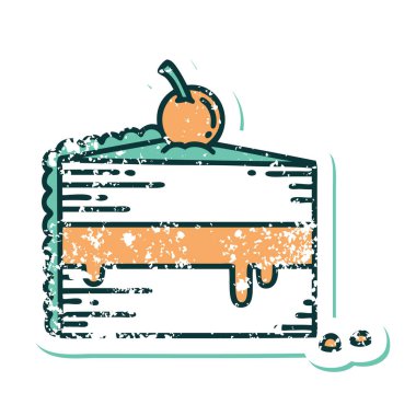 Bir dilim kekin sembolik dövmeli resmi.