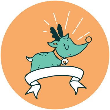 Dövme stili bir Ren geyiği simgesi