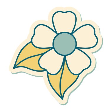 Geleneksel bir çiçek stiliyle dövme çıkartması