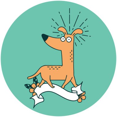 Dövme stili bir ikon Şaşırmış köpek