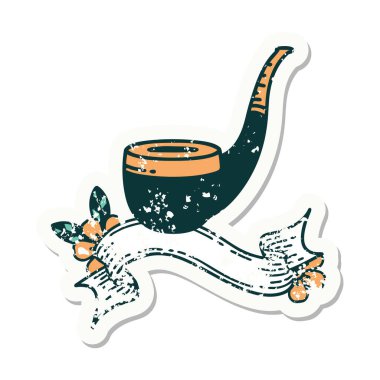 Sigara içen piposu olan eski bir etiket.