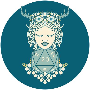 Retro Dövme Tarzı Nautral 20 zarlı Elf Karakteri