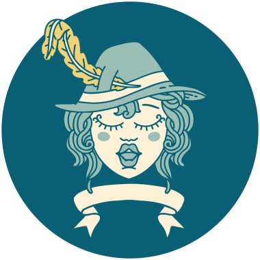 Retro Dövme Tarzı Sancaklı Ozan İnsan Şarkı Söyleyen Karakteri