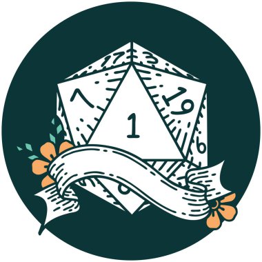 Doğal bir d20 zar atma simgesi