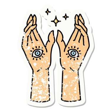 Geleneksel mistik eller stiliyle sıkıntılı etiket dövmesi