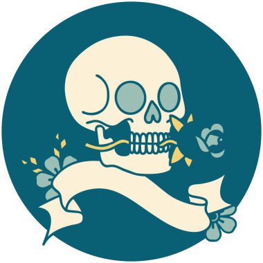 kafatası sancağıyla dövme biçimi simgesi