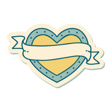 Geleneksel kalp ve bayrak stiliyle dövme çıkartması