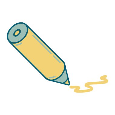 Renkli bir kalemin ikonik dövme görüntüsü