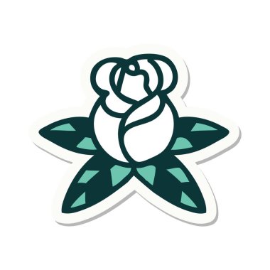 Tek bir gülün geleneksel stiliyle dövme çıkartması