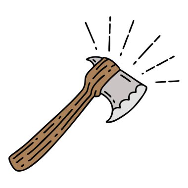 Geleneksel dövme stili balta çizimi