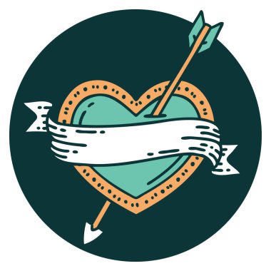 Bir okun kalp ve bayrağının ikonik dövme şekli