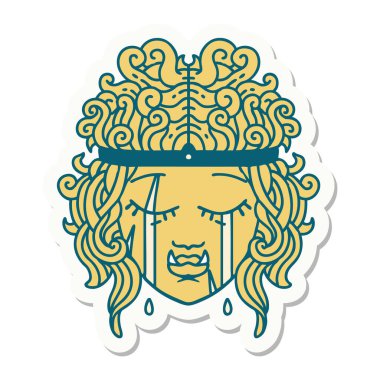 Hüzünlü bir ork barbar karakterinin çıkartması.