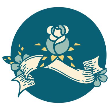 tek bir gül sancağına sahip dövme biçimi simgesi