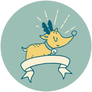 Dövme stili bir Ren geyiği simgesi