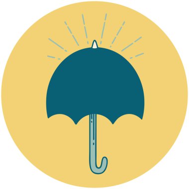 Dövme stili açık şemsiye simgesi