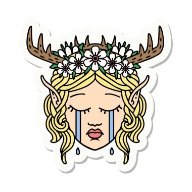 Ağlayan bir Elf Druid karakterinin çıkartması.