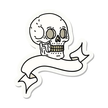 Kafatası sancağıyla dövme stili çıkartması