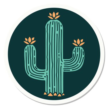 Geleneksel bir kaktüs stili dövme çıkartması.