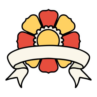 Geleneksel dövmeli çiçek bayrağı