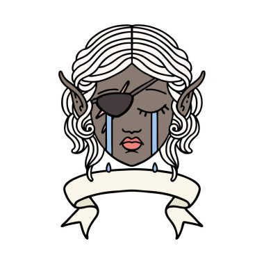 Retro Dövme Tarzı Ağlayan elf düzenbaz karakter yüzü