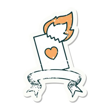 Alevli bir kartın bayrağını taşıyan eski bir etiket