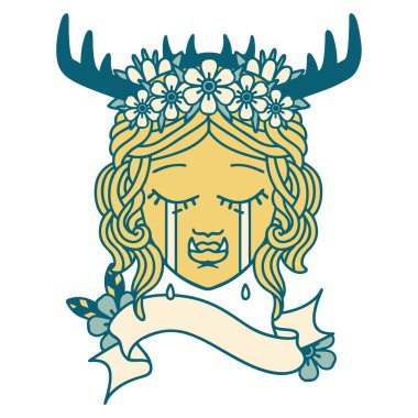 Retro Dövme Biçimi Ağlayan Ork Druid karakter yüzü