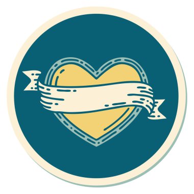 Geleneksel kalp ve bayrak stiliyle dövme çıkartması