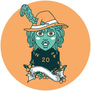 Doğuştan yirmi zarlı yarı ork ozan ikonu.