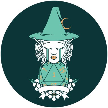 Ağlayan elf büyücüsü karakteri, doğal bir zarla.