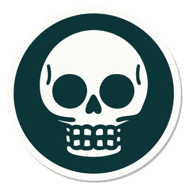 Geleneksel bir kafatası stili dövme çıkartması