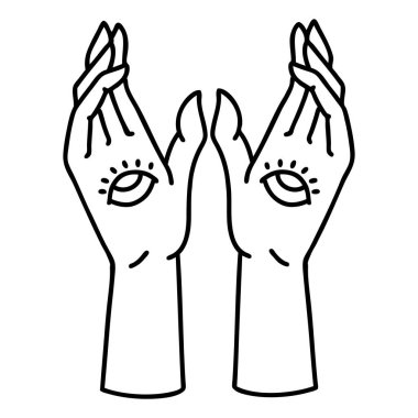 Mistik ellerin siyah çizgi şeklinde dövmesi