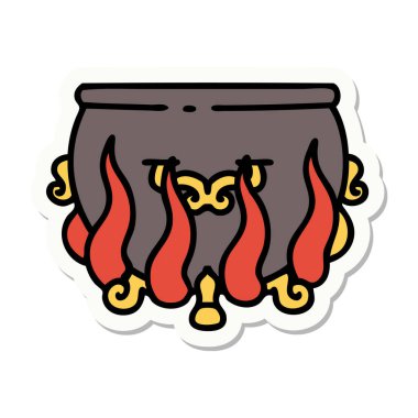 Geleneksel stil dövmeli yakılmış bir kazan.