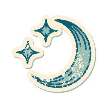 Ay ve yıldızların sembolik depresif dövme stili