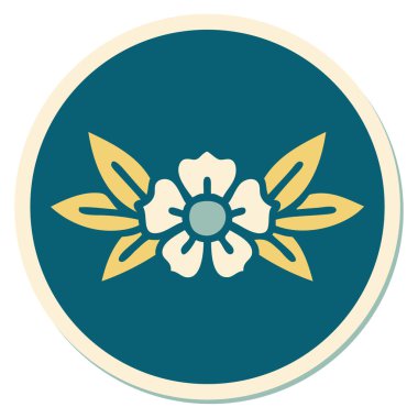 Geleneksel bir çiçek stiliyle dövme çıkartması