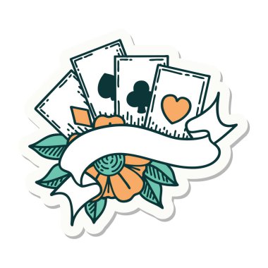 Geleneksel kart ve pankart stili dövme etiketi