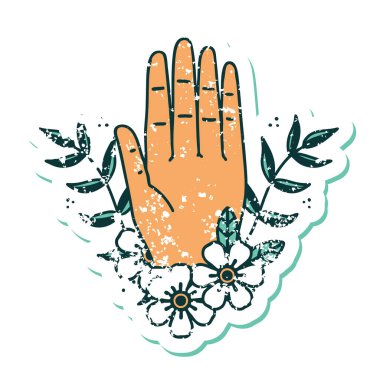 Bir el ve çiçeğin sembolik dövmeli görüntüsü