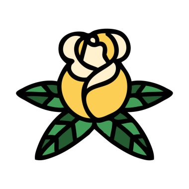 Tek bir gülün geleneksel stiliyle dövme