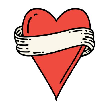 kalp ve bayrak şeklinde geleneksel bir dövme.