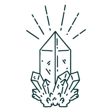 Geleneksel dövme stili kuvars kristalinin çizimi