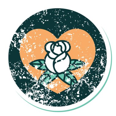 Bir kalp ve çiçeğin sembolik kederli dövme görüntüsü